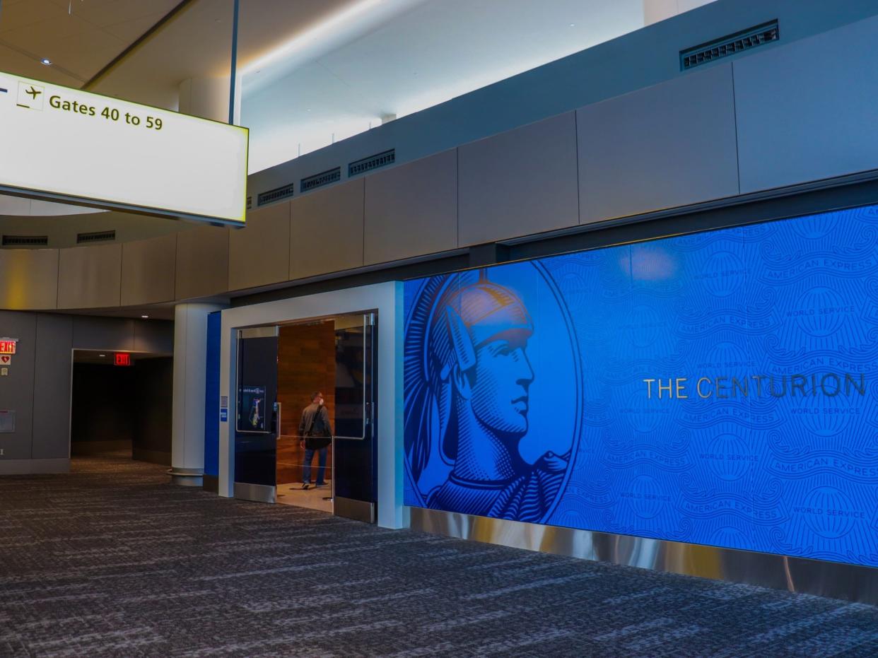 The entrance to the American Express Centurion Lounge at LaGuardia Airport — Amex Centurion Lounge LaGuardia Airport