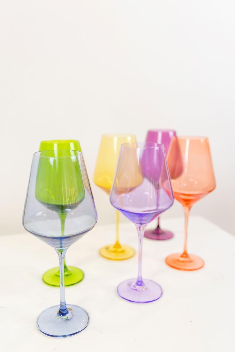 Colored Wine Stemware, Set of 6 Mixed Colors