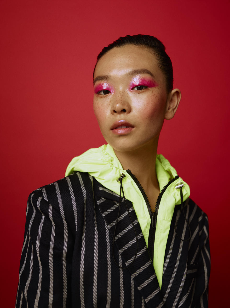 Hot pink lady. Chen Liu stars in the new ASOS Face + Body campaign. (Photo: ASOS)