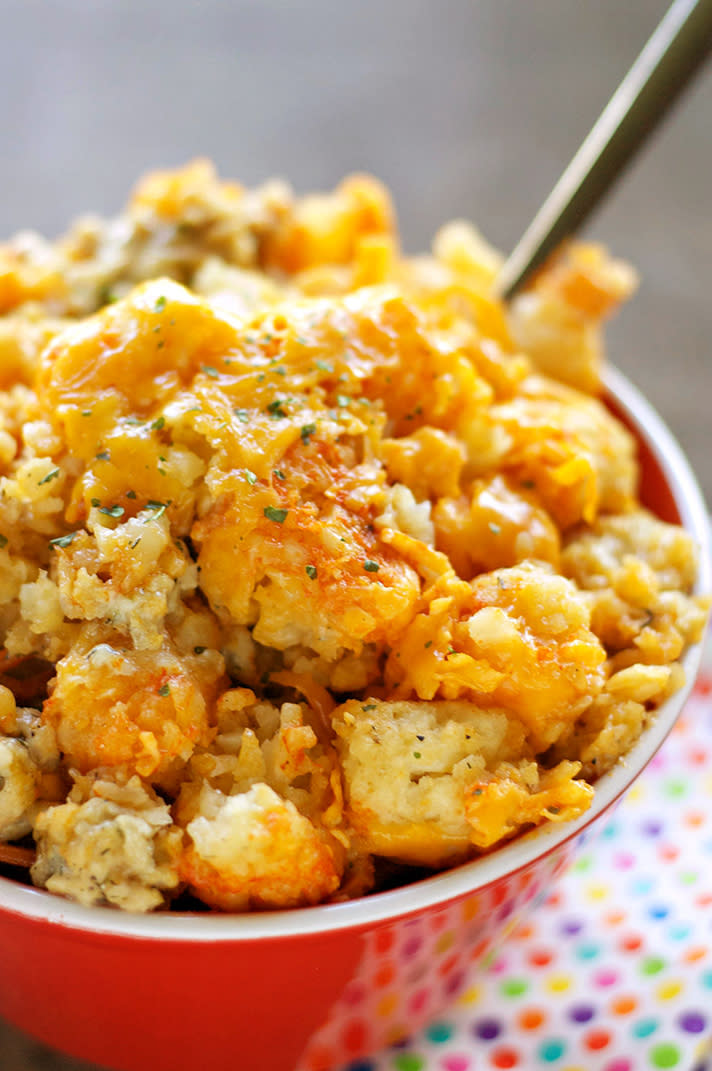 Buffalo Chicken Tater Tot Casserole