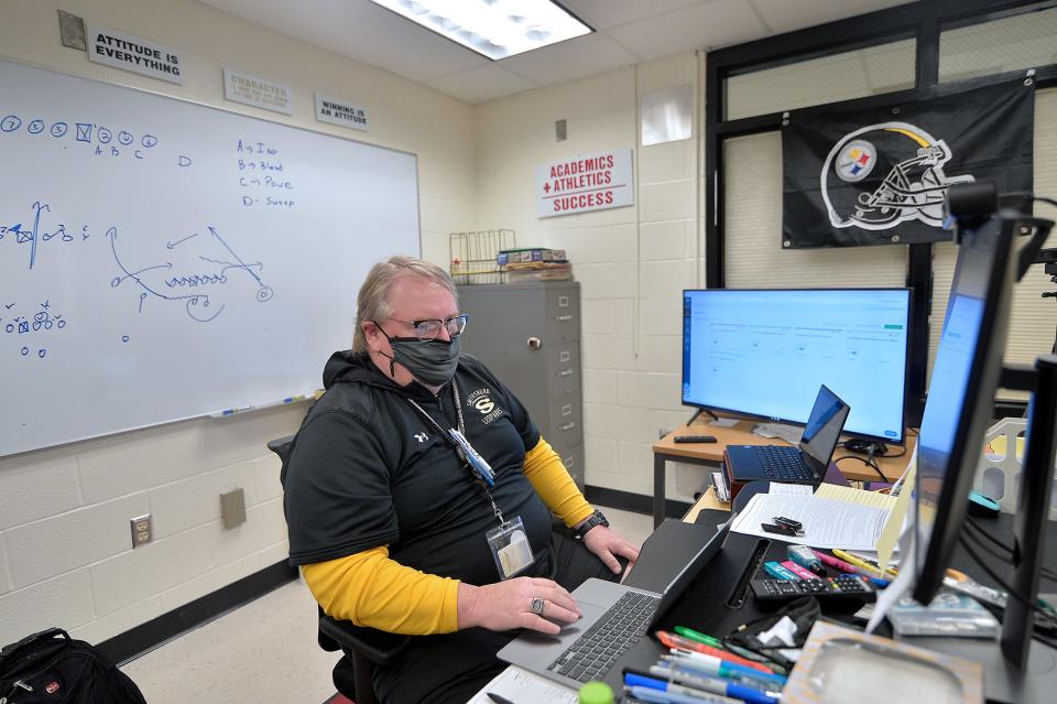 David Mahaffey teaches social studies and english for grades 8-12 at the Academy of Blended Learning Education, or ABLE, Washington County Public Schools online-only school based at the former Funkstown Elementary School.