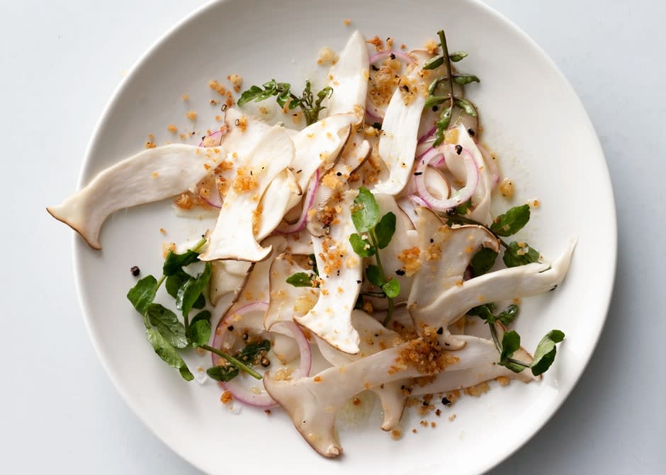 Mushroom and Watercress Salad with Breadcrumbs