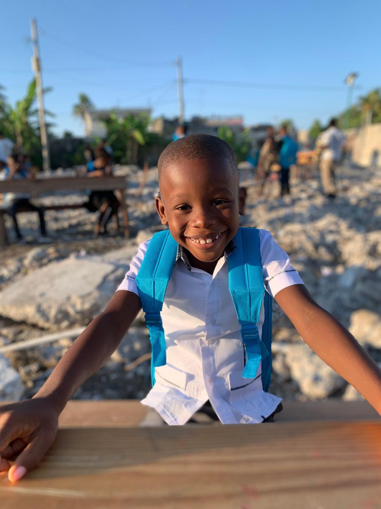 Manuel, 8, tells UNICEF that he wants to get back to school after an earthquake pummeled the southern coast of Haiti, where he lives. He wants to become a civil engineer and build earthquake-proof buildings so people don't die.