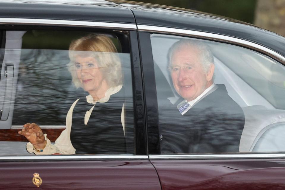 The King was seen in public for the first time as he returned to Buckingham Palace after meeting Harry at Clarence House (REUTERS)