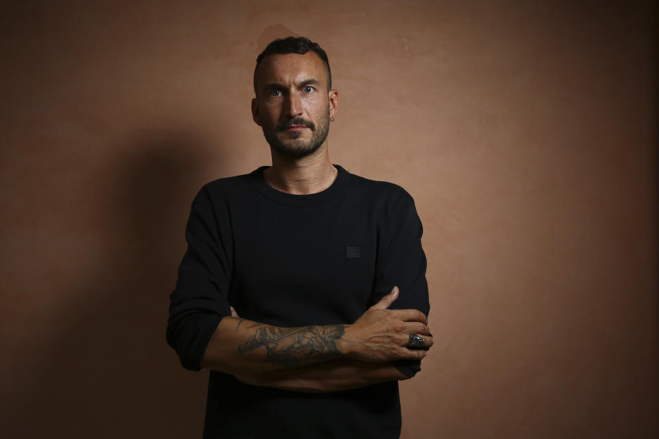 FILE - Director Sebastien Marnier poses for portrait photographs for the film 'School's Out' at the 75th edition of the Venice Film Festival in Venice, Italy, Saturday, Sept. 1, 2018. Mariner's latest film is "The Origin of Evil." (Photo by Joel C Ryan/Invision/AP, File)