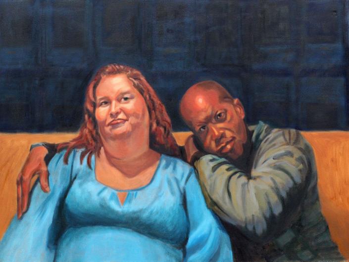 Sharon Wozniak Spencer's &quot;The Embrace&quot; is among the works featured in the Wilma Daniels Gallery's Eden Village benefit show, which opens July 22 for Fourth Friday Gallery Nights.
