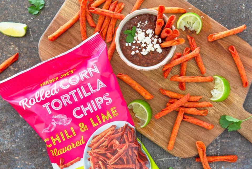 Chili & Lime Flavored Rolled Corn Tortilla Chips<p>Trader Joe's</p>