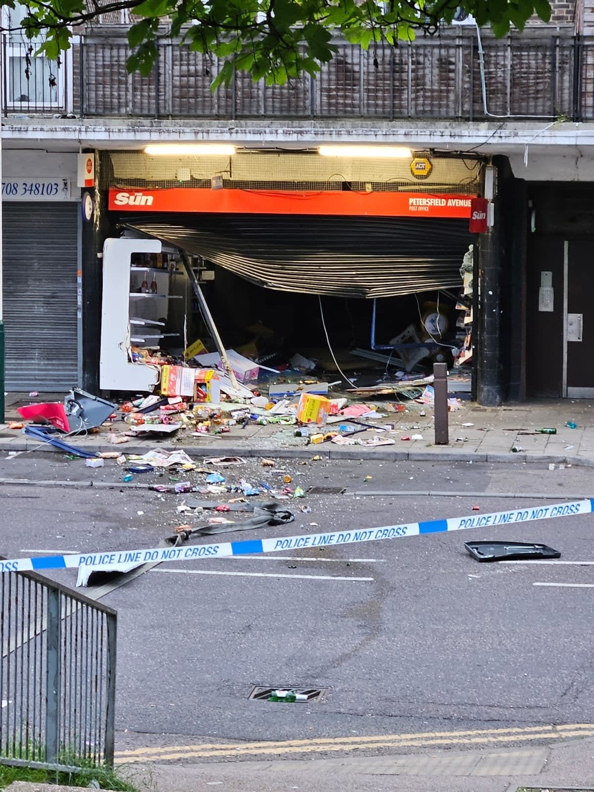 The damaged shop front on Tuesday morning (Terry Willard)