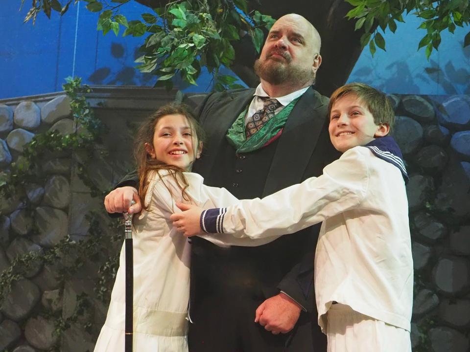 Francesca Miele, of Norwell, Peter Adams, of Salem and Jackson Lynch, of Hingham,  in a scene from "The Secret Garden," presented by The Company Theatre from March 17 to April 2, 2023.