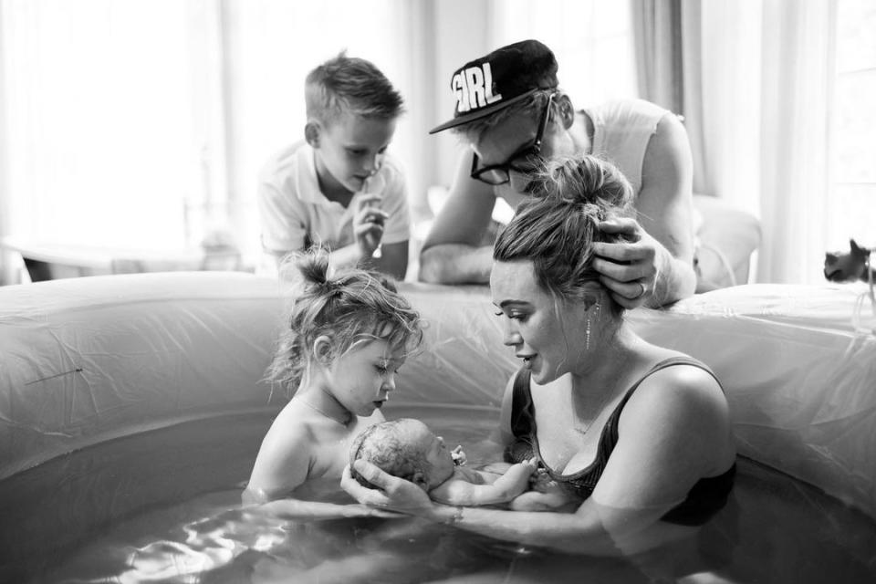 <p>The family <a href="https://people.com/parents/hilary-duff-wanted-son-luca-witness-birth-daughter-mae/" rel="nofollow noopener" target="_blank" data-ylk="slk:welcomed its fifth member;elm:context_link;itc:0;sec:content-canvas" class="link ">welcomed its fifth member</a>, Mae James Bair, on March 24, 2021. Duff <a href="https://www.instagram.com/p/CM7alyzDuP3/" rel="nofollow noopener" target="_blank" data-ylk="slk:shared a touching photo;elm:context_link;itc:0;sec:content-canvas" class="link ">shared a touching photo</a> of her <a href="https://people.com/parents/celebrities-who-had-water-births-photos/" rel="nofollow noopener" target="_blank" data-ylk="slk:at-home water birth;elm:context_link;itc:0;sec:content-canvas" class="link ">at-home water birth</a> to Instagram. </p>