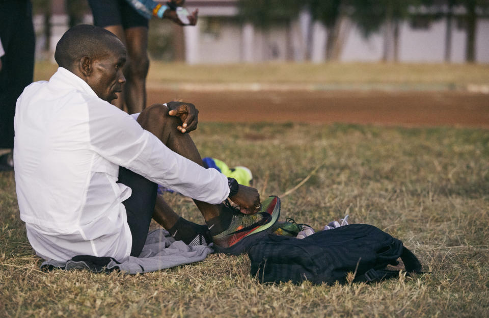 Eliud Kipchoge will debut the Nike Flyprint in the London Marathon. (Nike)