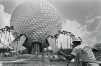 The 305-acre park is commonly identified by its Spaceship Earth geodesic sphere. It weighs 16 million pounds and the outer "skin" of Spaceship Earth is made up of 11,324 aluminum and plastic-alloy triangles. (Getty Images)