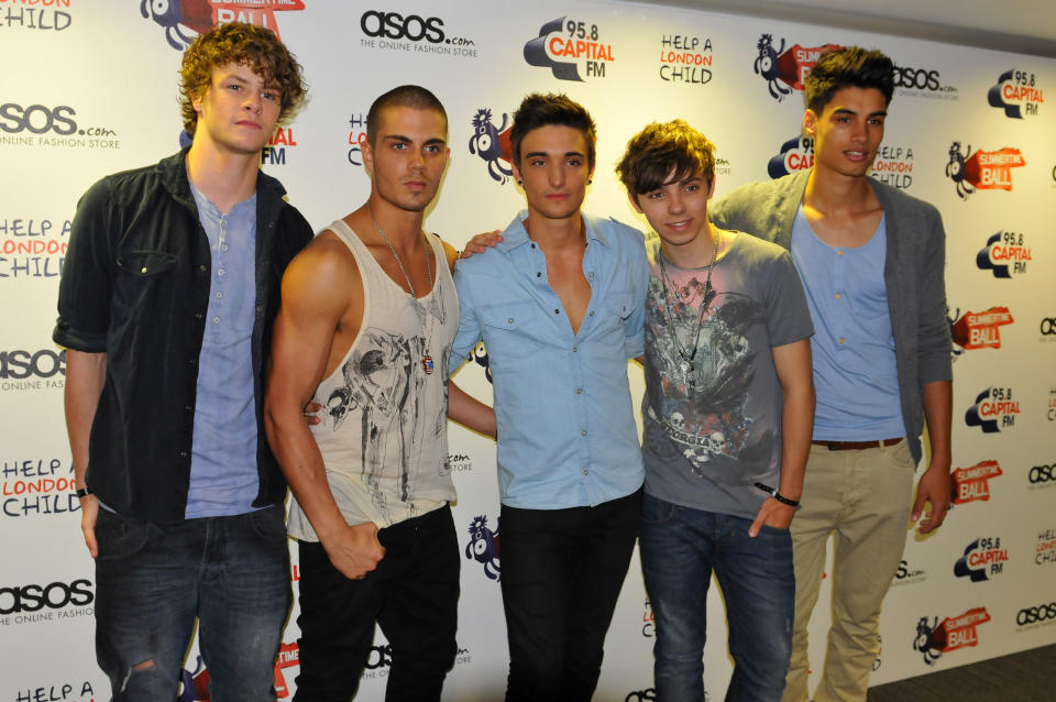 LONDON, UNITED KINGDOM - JUNE 06: Jay McGuiness, Max George, Tom Parker, Nathan Sykes and Siva Kaneswaran of boyband group The Wanted posing backstage at the Capital FM Summertime Ball at Wembley Stadium on June 6, 2010 in London, England. (Photo by C Brandon/Redferns)