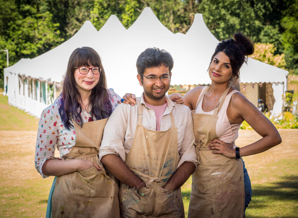 Kim-Joy was a Bake Off finalist with Ruby Bhogal and winner Rahul Mandal in series nine. (Channel 4/Love Productions)