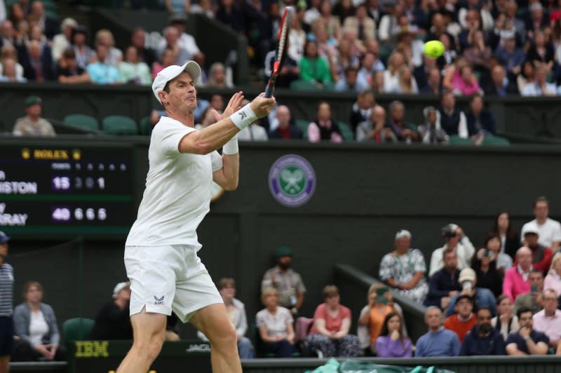 Great Britain's Andy Murray withdrew from the Wimbledon 2024 singles tournament because of a back injury. File Photo by Hugo Philpott/UPI