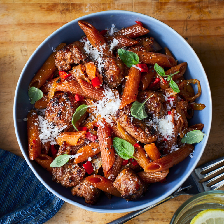 Skillet-Toasted Penne with Sausage