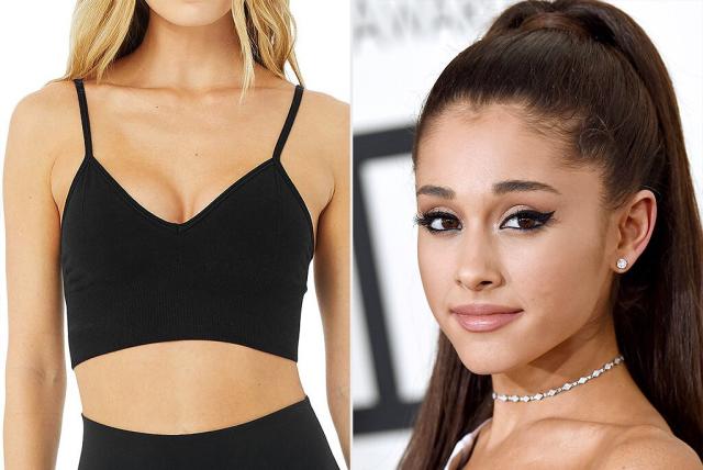 Where to buy Ariana Grande black bralette: Alo Yoga Delight Bralette