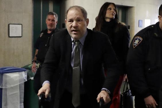 Harvey Weinstein arrives at court for his criminal trial in New York on Friday, 7 February 2020. (AP Photo/Richard Drew)