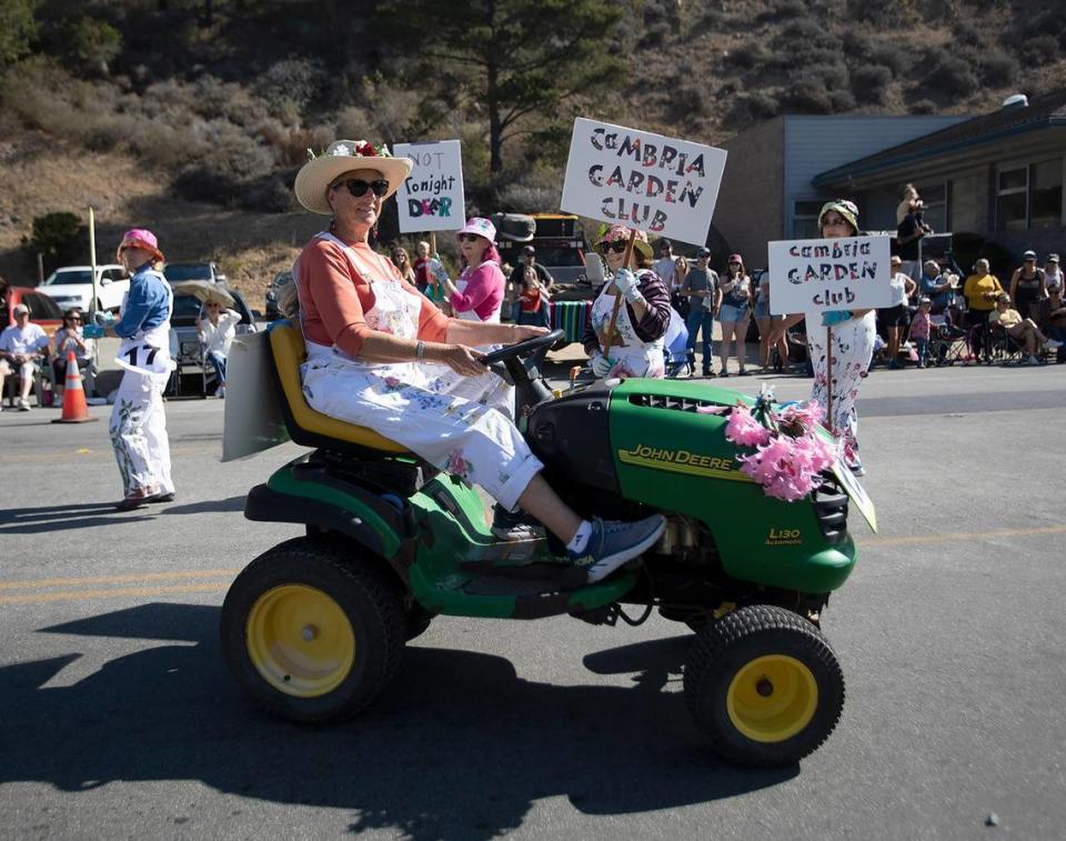 The Cambria Garden Club is always a staple in the Pinedorado Parade in Cambria, held Sept. 3, 2022. Native daughter Gloria Fiscalini wheeled around on her little green tractor, something she’s done in many previous years. She told a friend later, ‘I had SO much fun in that parade.’