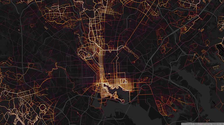 A Strava heatmap of Baltimore