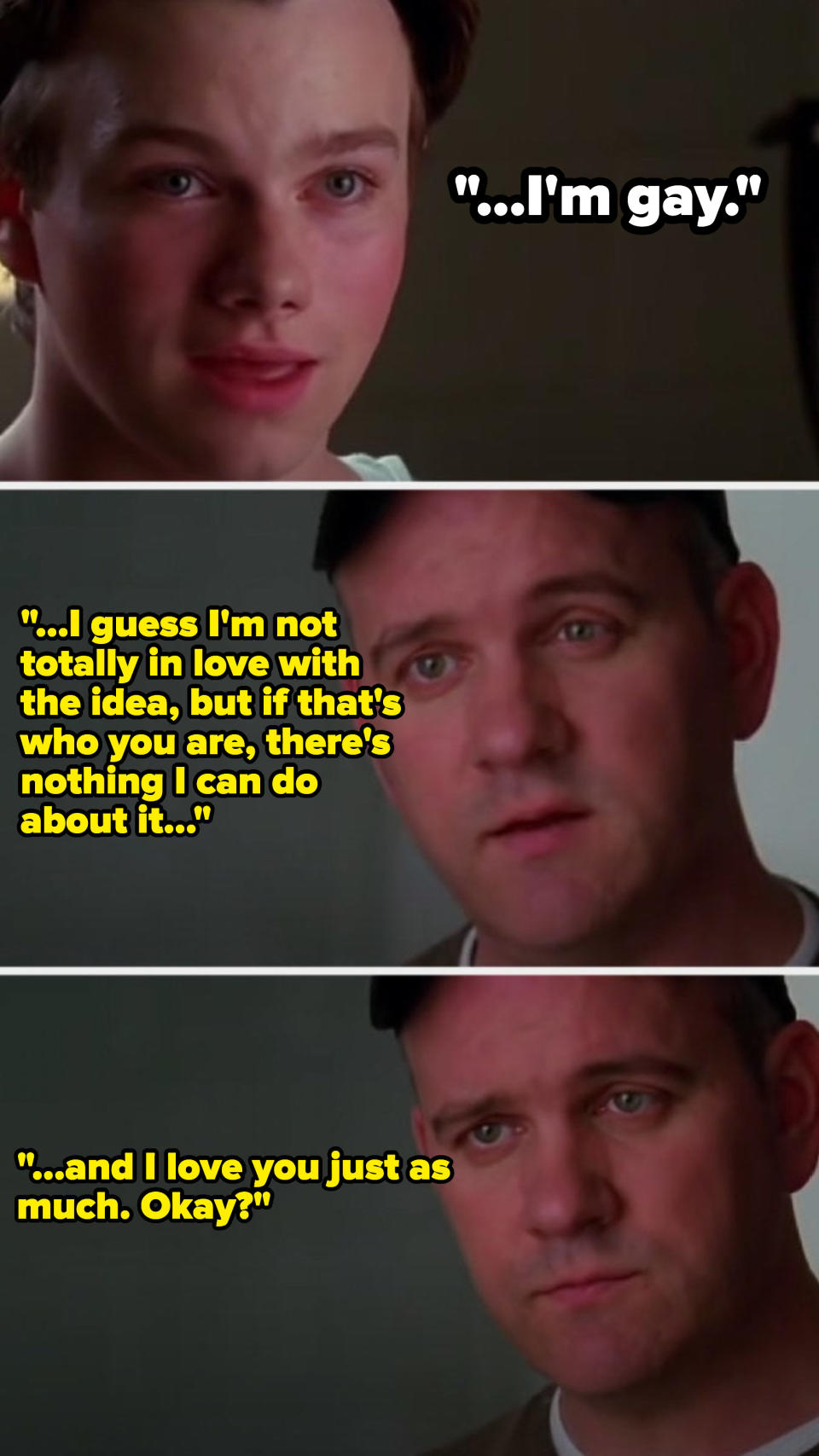 Kurt comes out to his father, who accepts it