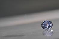 A 7.59 carat, internally flawless, fancy vivid blue diamond, The Premier Blue, is the world's largest round fancy blue diamond ever graded by the Gemological Institute of America. While it was expected to sell for as much as $19 million during a Hong Kong auction in October 2013, it failed to find a buyer. (REUTERS/Brendan McDermid)