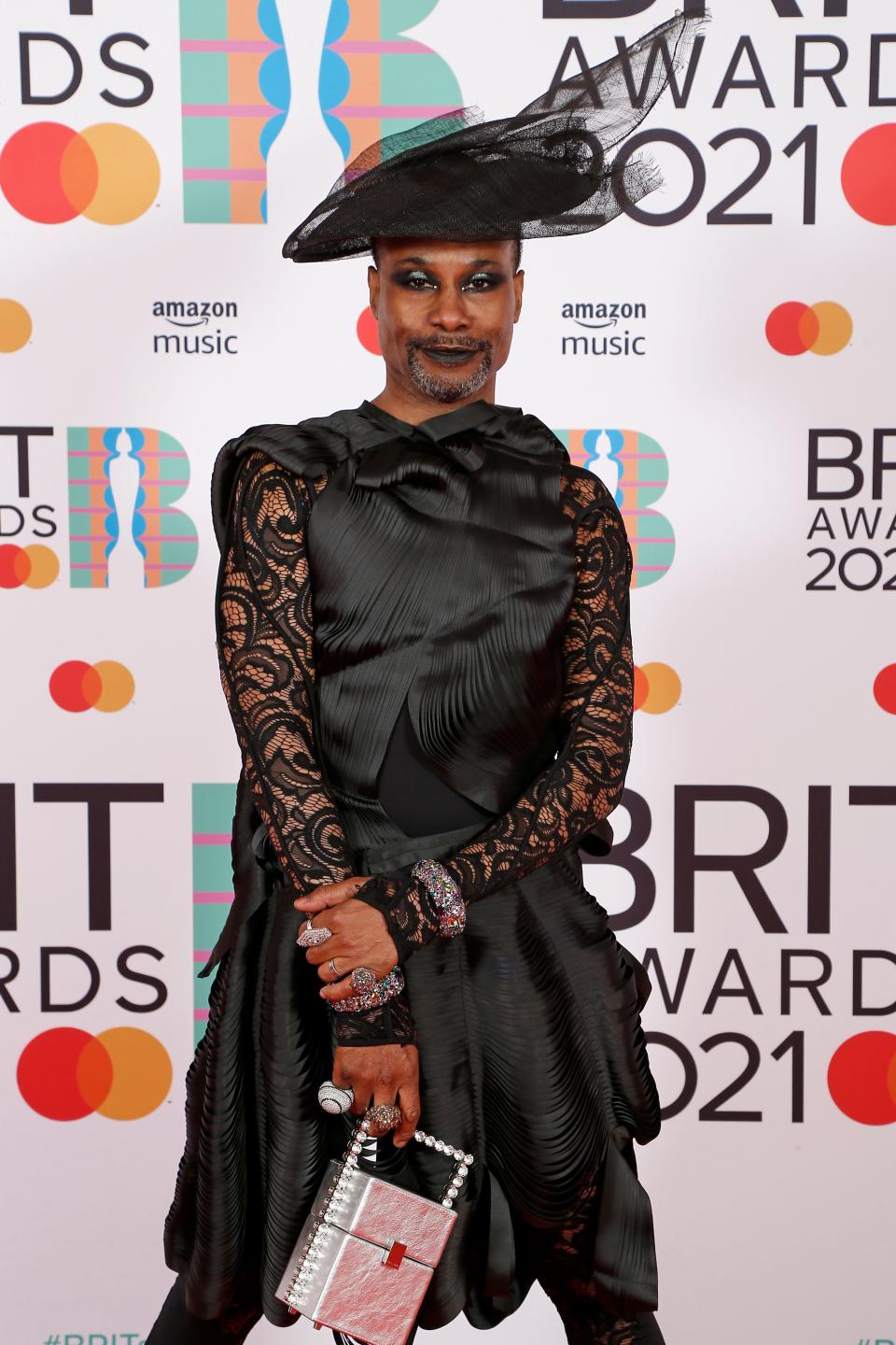 Billy Porter at the Brit Awards in 2021 wearing all black