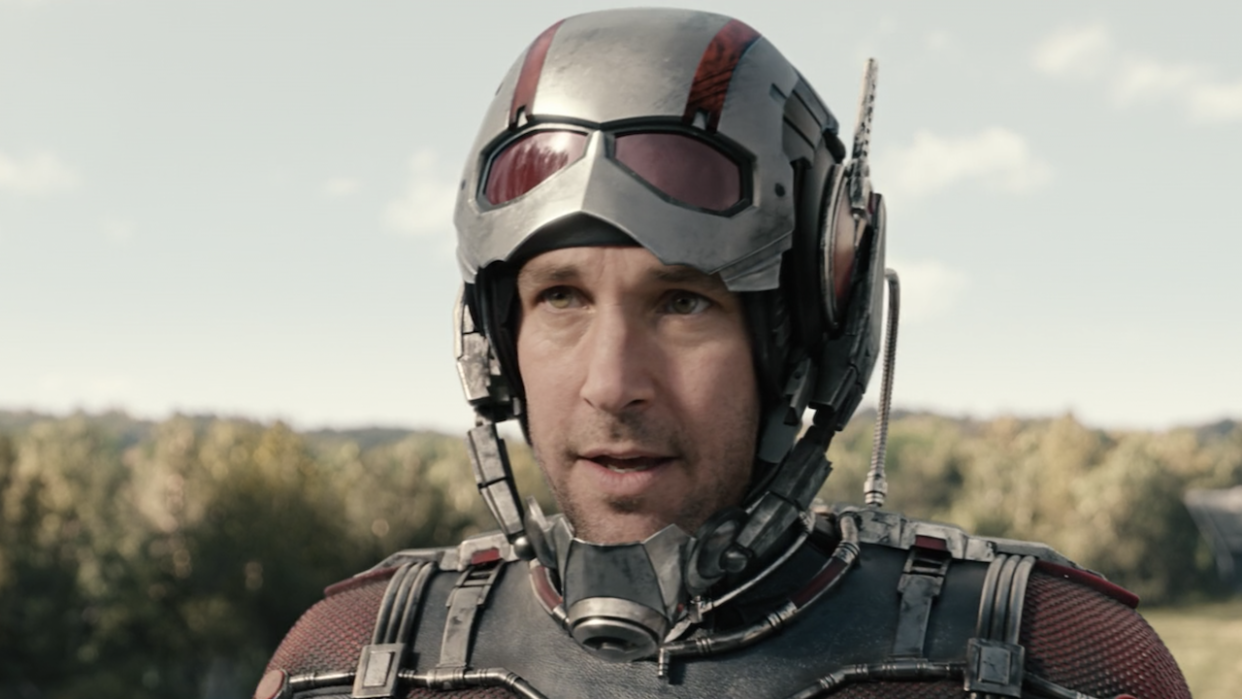  Paul Rudd as Ant-Man speaking to Falcon. 