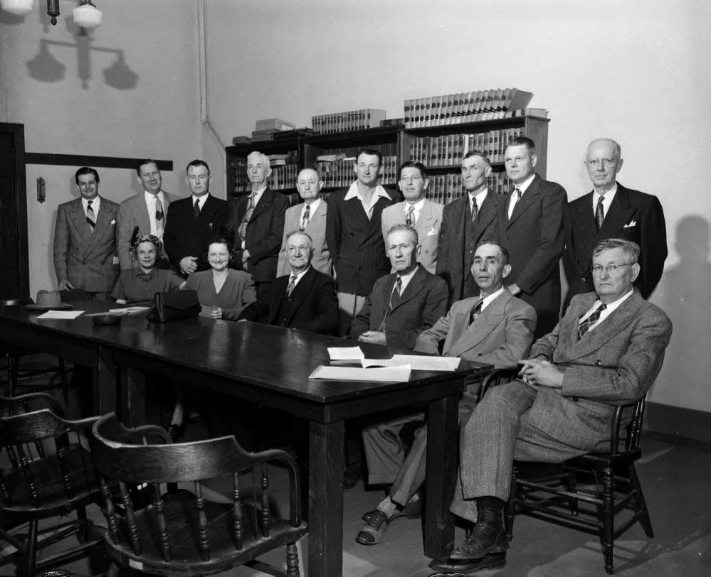 Members of Greene county's first grand jury since 1943 — which included the county's first female jurors — posed for this formal picture just before beginning their investigation into unsolved dynamiting incidents. First published in the Springfield Daily News on May 16, 1950.