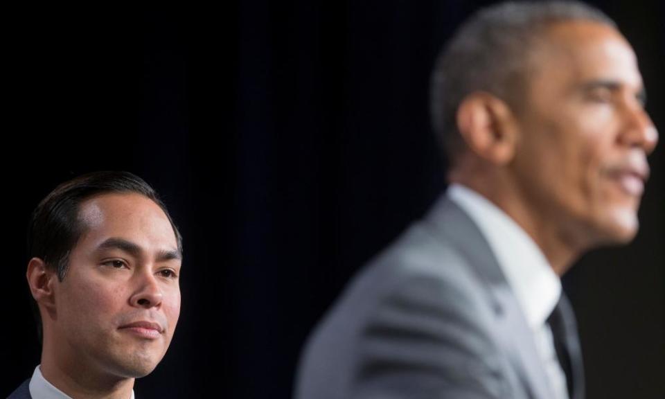 Castro with Barack Obama in 2014. Castro served as the housing secretary in the Obama administration.