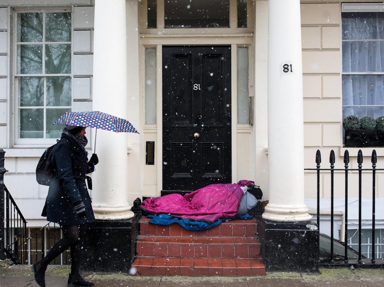 The government has pledged to end rough sleeping by three years’ time (Getty)