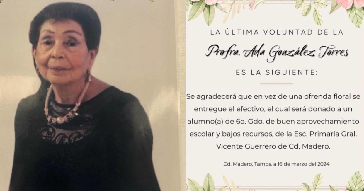 Maestra mexicana muere y pide como última voluntad ayudar a un niño de escasos recursos. Foto: Facebook vía Aydee Contreras y Claudita Con Vaz