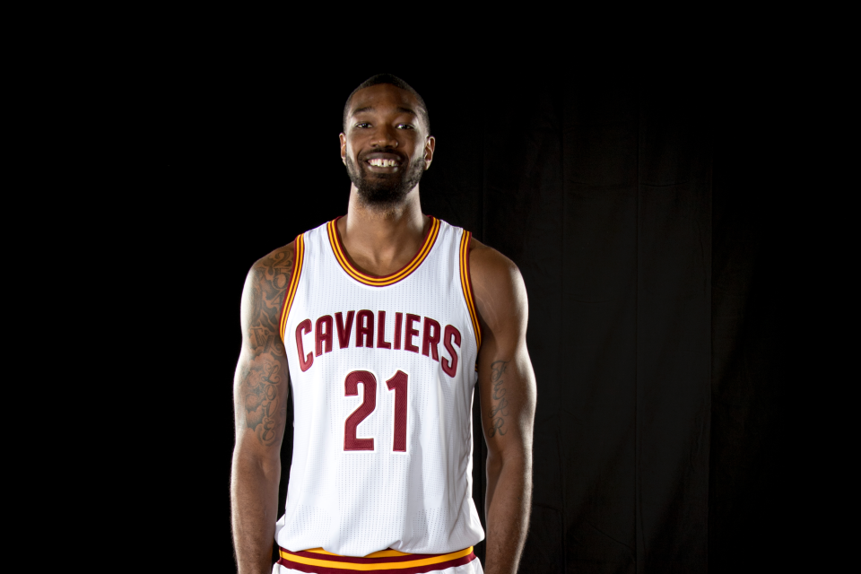 CLEVELAND, OH - SEPTEMBER 26: Cory Jefferson #21 of the Cleveland Cavaliers poses during media day at Cleveland Clinic Courts on September 26, 2016 in Cleveland, Ohio.
