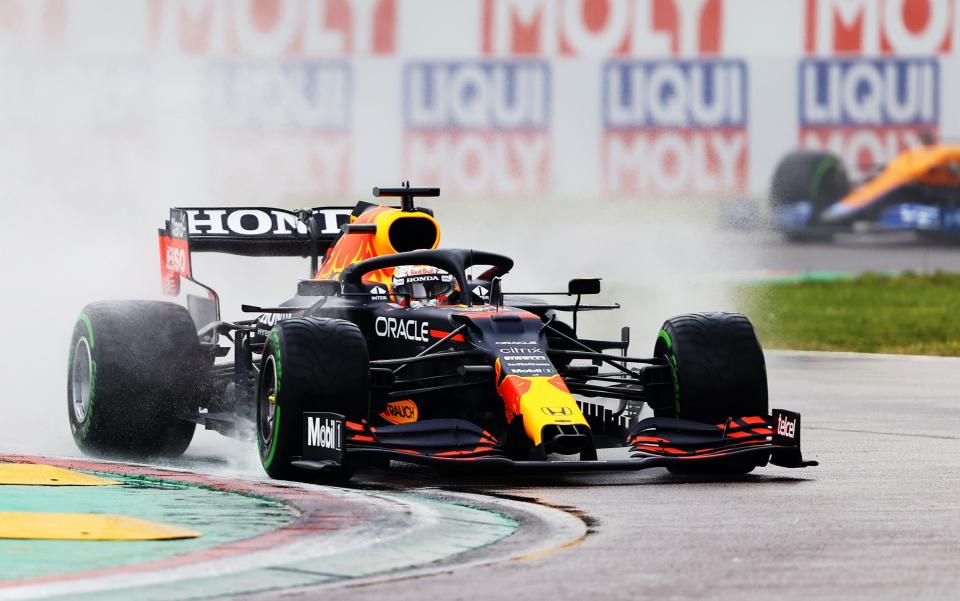  Max Verstappen of the Netherlands driving the (33) Red Bull Racing RB16B Honda on track during the F1 Grand Prix of Emilia Romagna at Autodromo Enzo e Dino Ferrari on April 18, 2021 in Imola, Italy -  Getty Images Europe/Bryn Lennon 