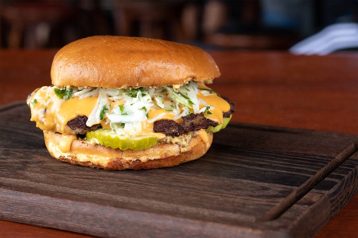 The Beerfest Burger from Harry’s on Hamburg.