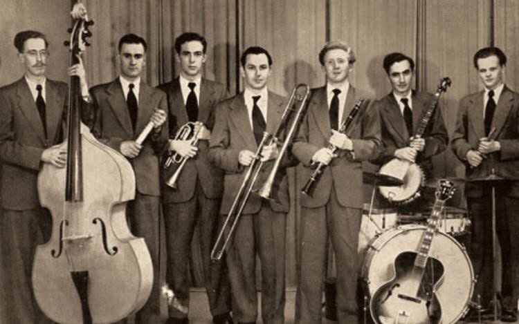 The Saints with my dad, Fred Fydler, centre with trombone, 1952/3 - Carol Birch
