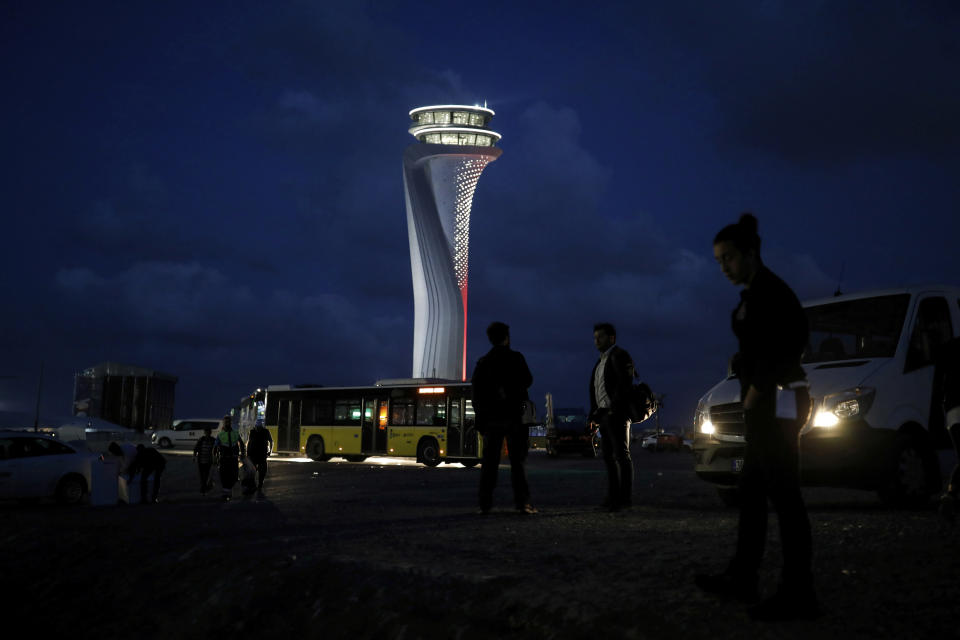 This Sept. 21, 2018, photo, shows a view of Istanbul's new airport ahead of its opening. The first phase of the airport, one of Turkey's President Recep Tayyip Erdogan's major construction projects, is scheduled to be inaugurated on Oct. 29 when Turkey celebrates Republic Day. The massive project, has been mired in controversy over worker's rights and environmental concerns amid a weakening economy. (AP Photo/Emrah Gurel)