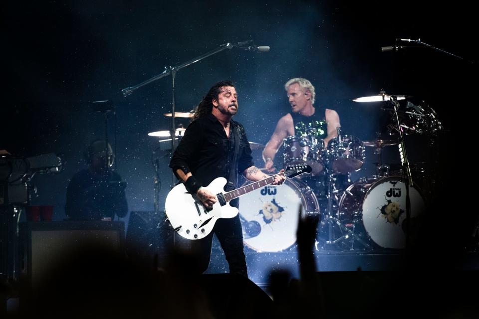 Dave Grohl of Foo Fighters performs at  Bonnaroo in Manchester, Tenn., Sunday, June 18, 2023. 