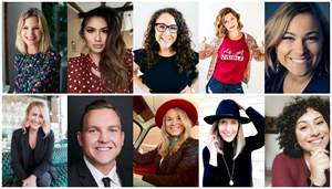 Left to Right: Carla Biesinger, Kandy Robertson, Blair Kaplan Venables, Crissy Conner, Jackie Zukerman Delory, Wendy Lee Stephenson, Robb Fahrion, Sian Gunney, Heather Quill, Chylene Babb