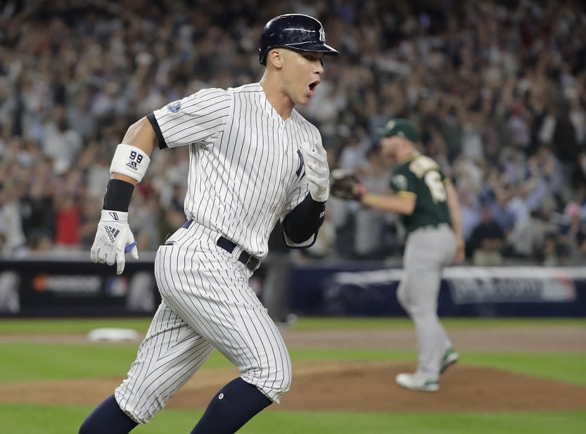 Aaron Judge Goes Champagne Crazy After Yankees Wild-Card Win