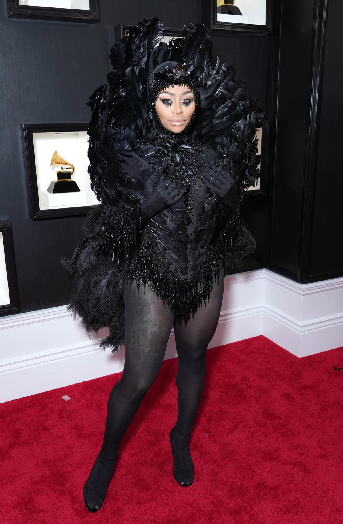 Blac Chyna seemingly channels Black Swan for her Grammys red carpet look