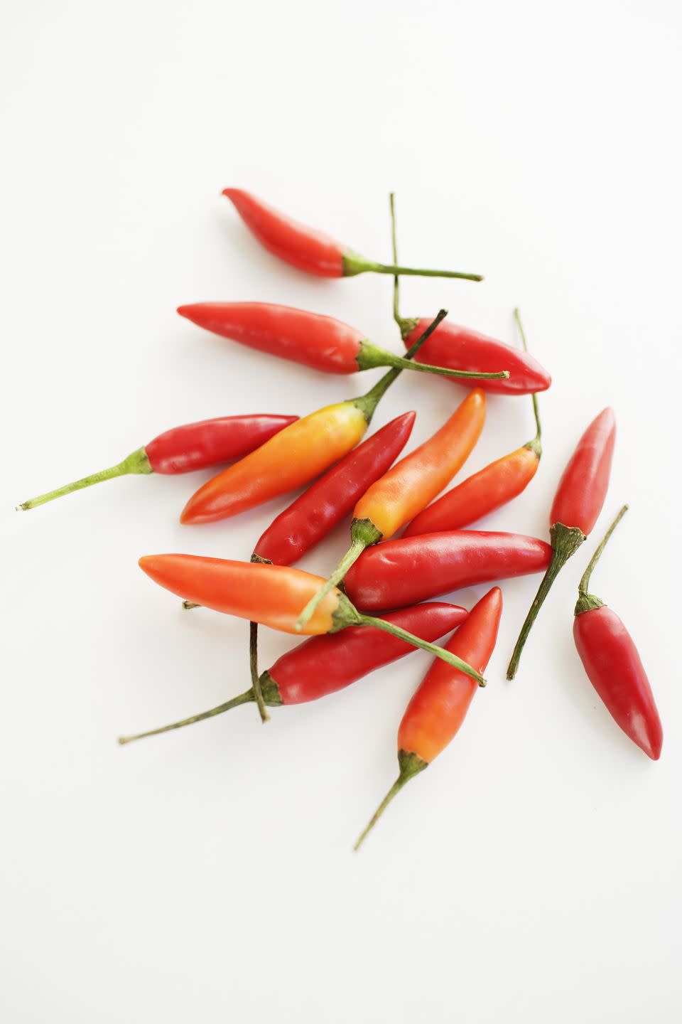<p>Also known as Thai chili, the bird's eye may only be an inch or two long, but it packs some serious heat. Piri-piri sauce is made of bird's eye chili, citrus peel, oil, garlic, and paprika, and is used in <a href="https://www.delish.com/uk/cooking/recipes/a32235057/peri-peri-chicken/" rel="nofollow noopener" target="_blank" data-ylk="slk:a popular chicken dish;elm:context_link;itc:0;sec:content-canvas" class="link ">a popular chicken dish</a> originating in Angola and Mozambique.</p><p>Scoville heat units: 50,000 to 100,000</p>
