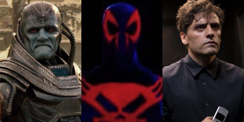 From left: Oscar Isaac in "X-Men: Apocalypse," Spider-Man 2099 in "Spider-Man: Into the Spider-Verse," and Isaac on "Moon Knight."