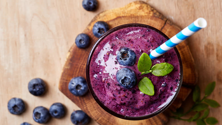 Freshly blended berry smoothie