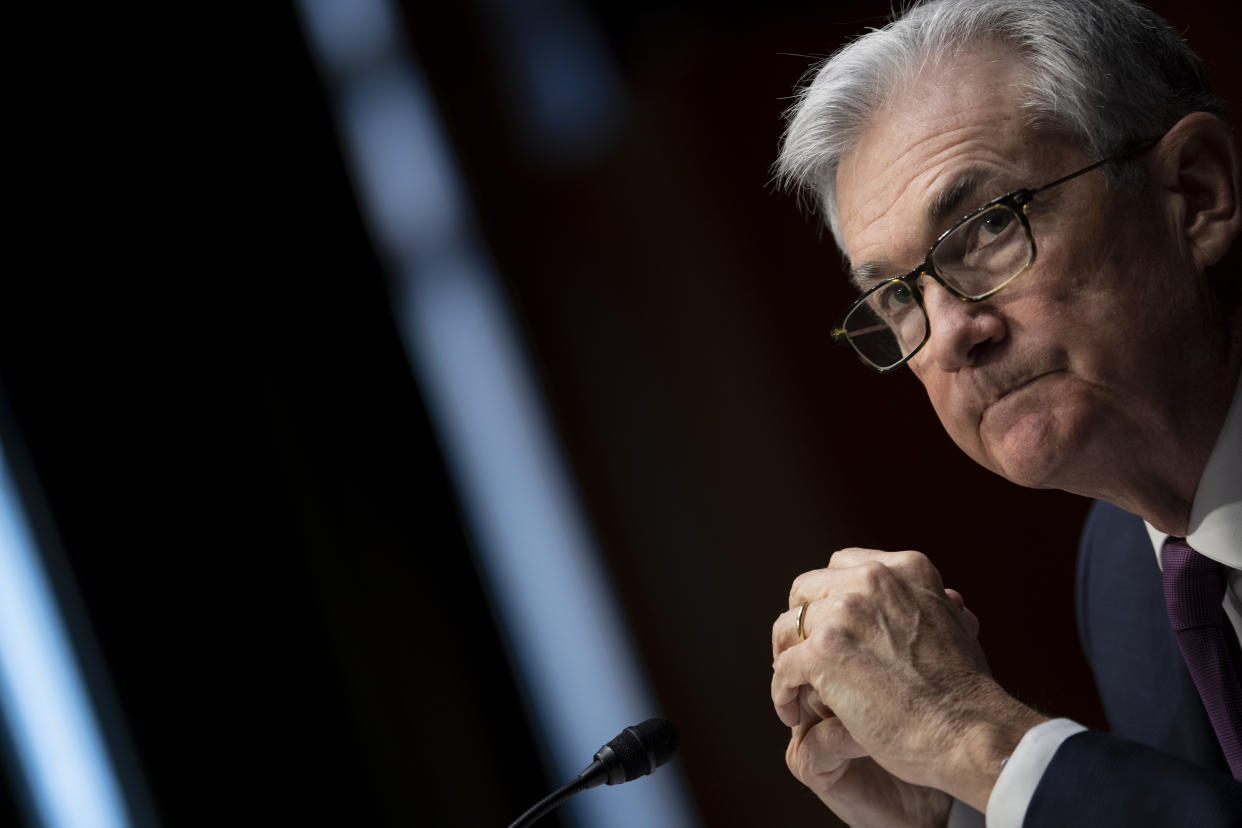 Interest rate: Federal Reserve Board Chairman Jerome Powell listens during his re-nominations hearing of the Senate Banking, Housing and Urban Affairs Committee on Capitol Hill, January 11, 2022 in Washington, DC. (Photo by Brendan Smialowski-Pool/Getty Images)