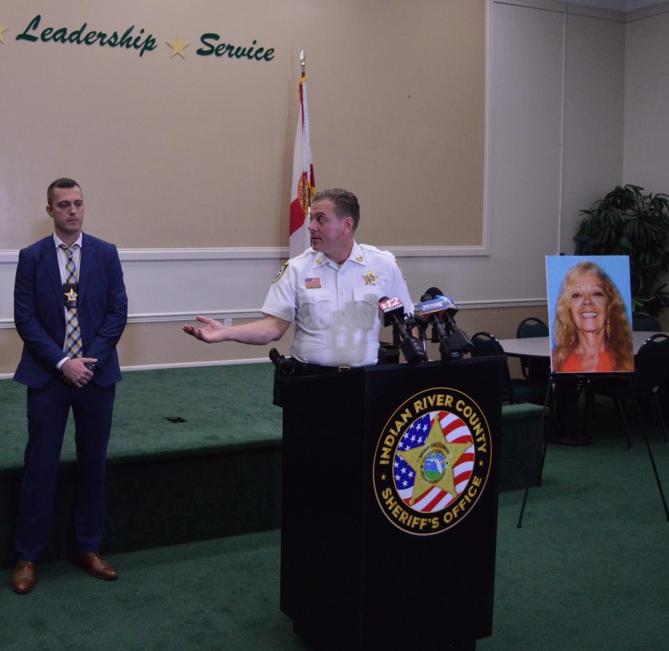 Sheriff Eric Flowers and Detective Phil Daugherty speak May 9, 2023, about a newly opened homicide investigation into what was a nearly 5-year-old missing person case. The remains of Assunta "Susy" Tomassi, 73, were identified and a gunshot wound was found to be her cause of death.