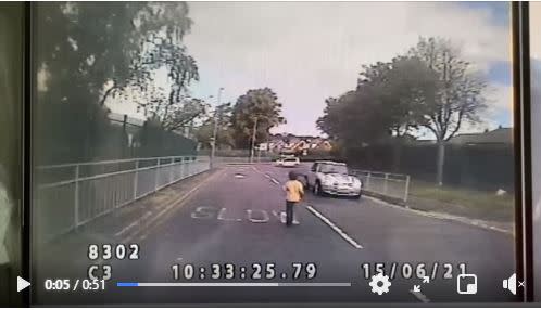 Dashcam footage caught the workman chasing Charlie Heslop as he hurtled towards a main road (Rachael Heslop)