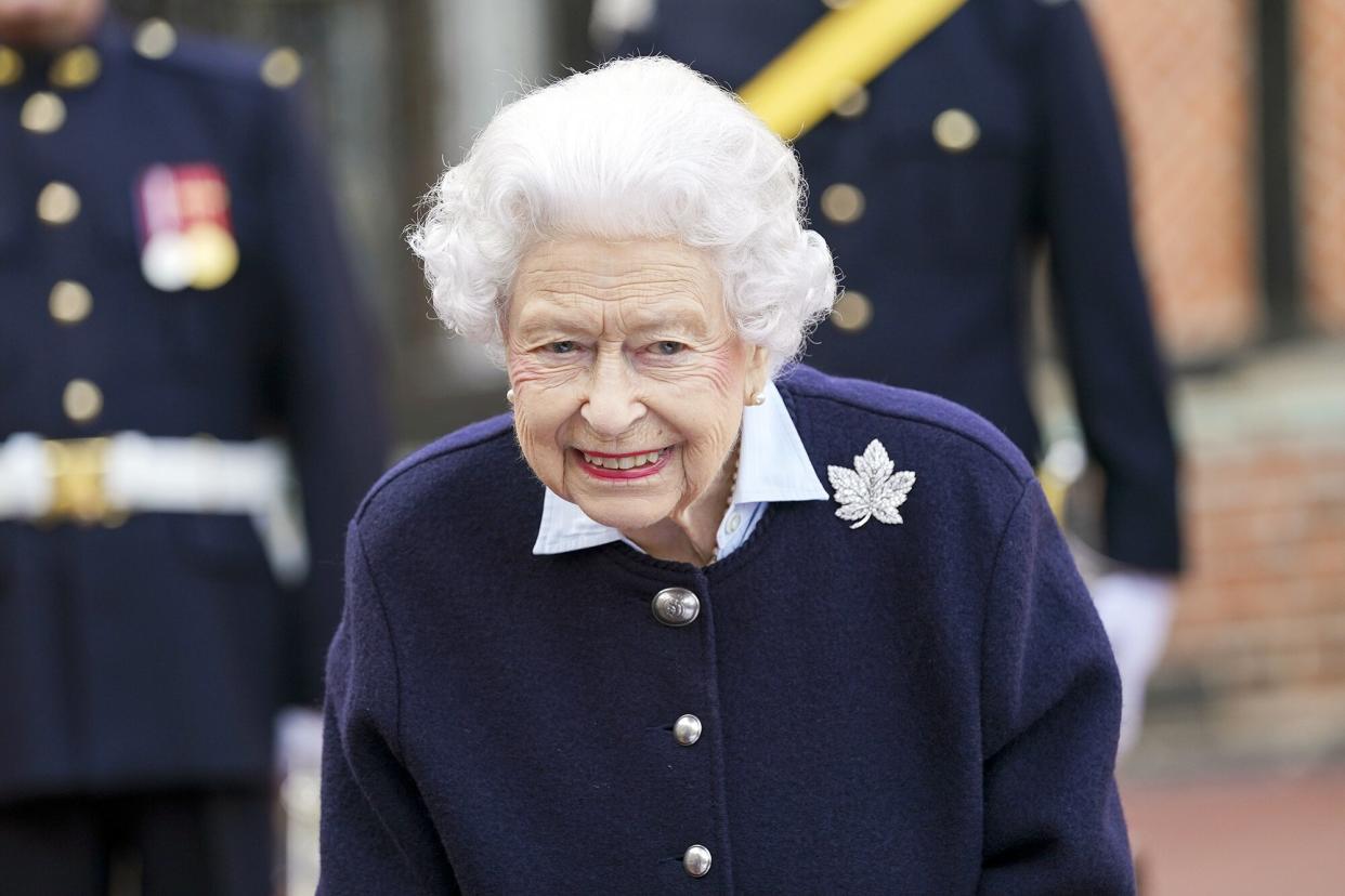 Britain's Queen Elizabeth II meets members of the Royal Regiment of Canadian Artillery at Windsor Castle, Windsor, England Royals, Windsor, United Kingdom - 06 Oct 2021