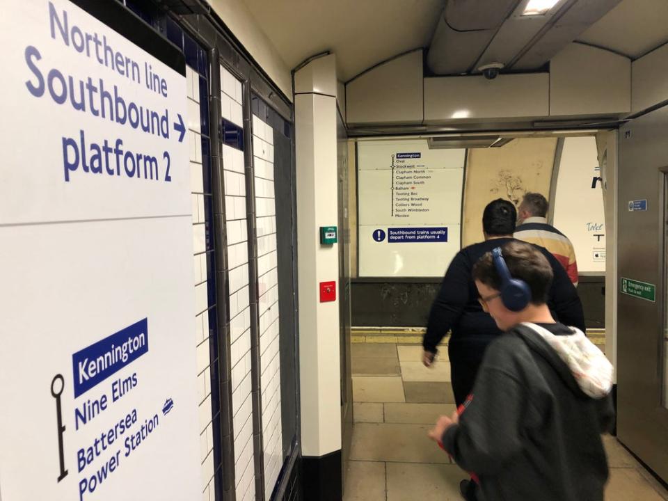 Where next? Travellers at Kennington station in south London waiting for the first train to Battersea Power Station (Simon Calder)