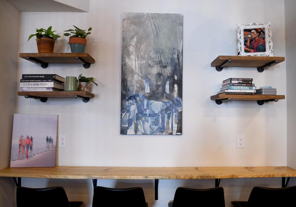 Most of the artwork on the walls at 2nd Wave Coffee and Social were made by Denise Mihalik.